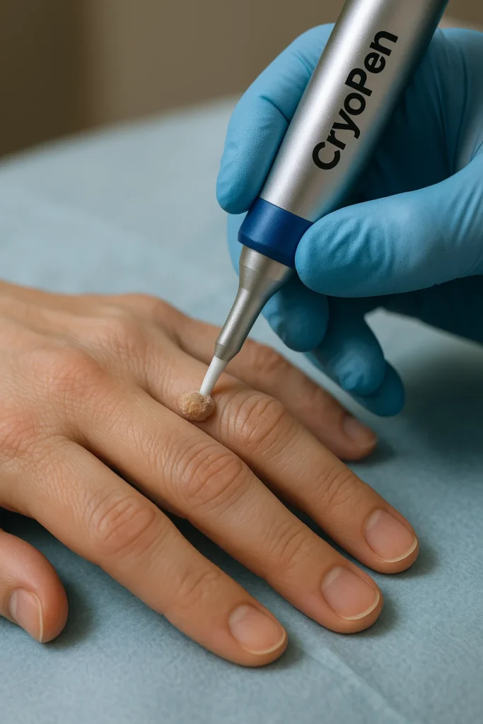 example of cryopen wart removal Rickmansworth treatment on a persons finger