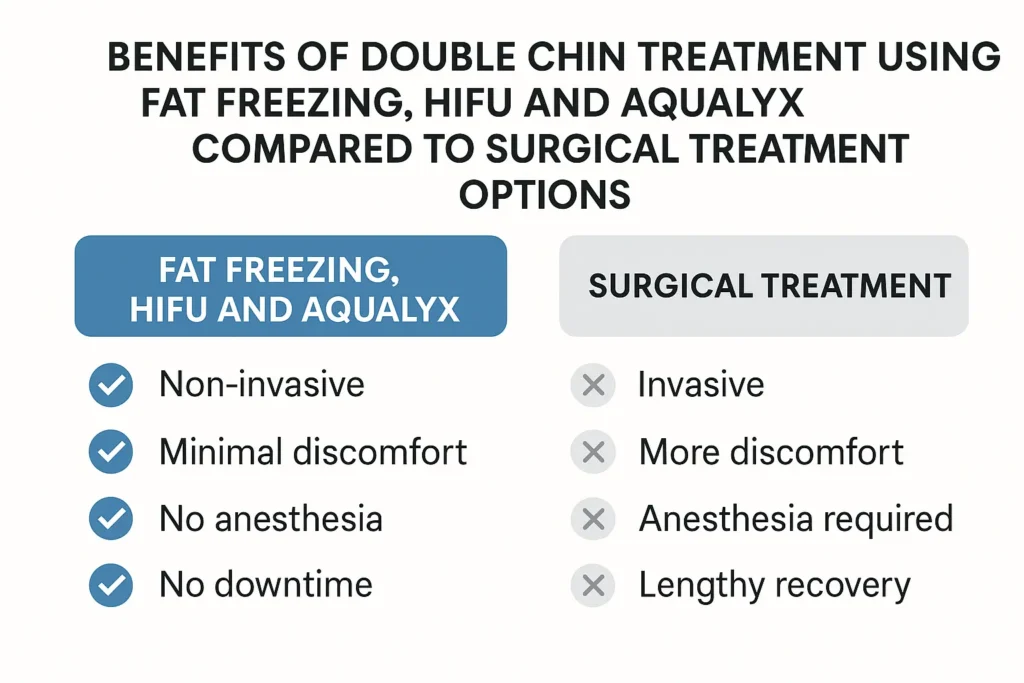 Graphic about the benefits of double chin treatment Rickmansworth - from LA LIPO