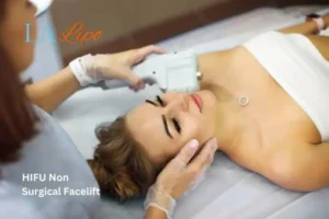 Woman having Hi-Fu to reduce wrinkles Rickmansworth.